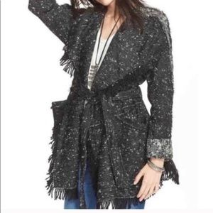 Free People Wrap Tweed Blanket Coat